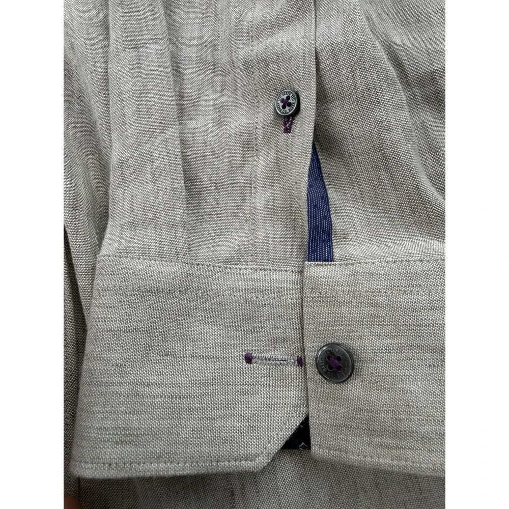 Ted Baker London Men's Linen Blend Button Up Shirt Size 6 Large Beige